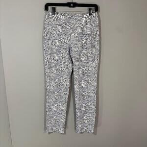 J. McLaughlin Pants Womens XS Blue Geo Print Ankle Slim Pull On Stretch